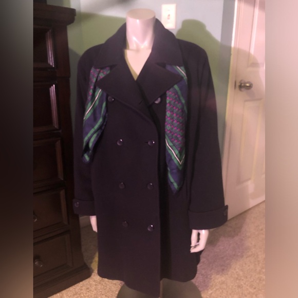 Mallia navy wool blend pea coat Size 16 - Picture 1 of 16